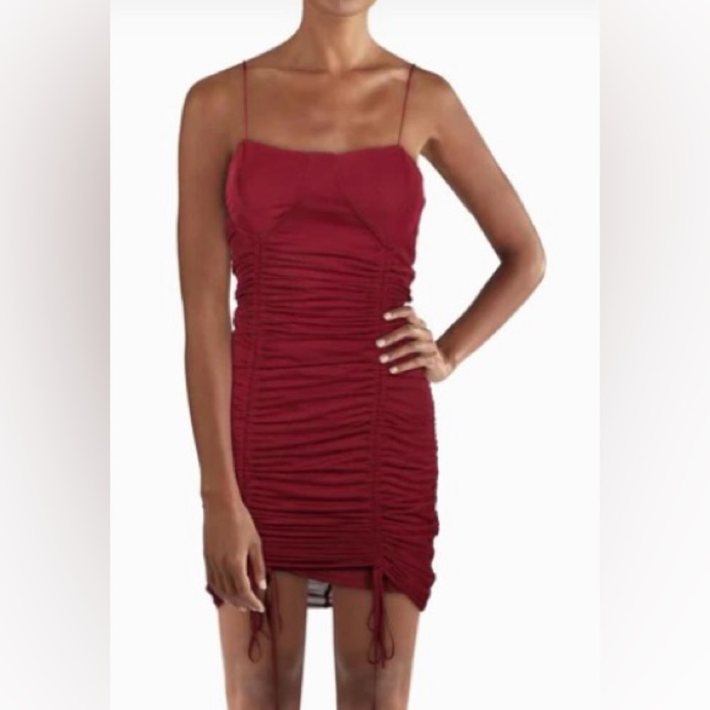 ALMOST FAMOUS JUNIORS KNIT RUCHED BODYCON RUMBA RED DRESS
